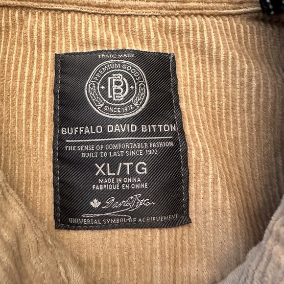 BUFFALO David Bitton Jeremias Corduroy Shacket Mens Size XL Tan Button Up Shirt - Picture 3 of 16